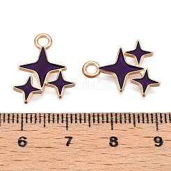 合金エナメルチャーム  ライトゴールド  鉛フリー＆カドミウムフリー  星のチャーム  パープル  18x14x1mm  穴：2mm&nbsp;X1-ENAM-T020-38F-RS