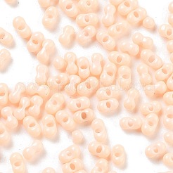 焼付塗装ガラスシードビーズ  ピーナッツ  桃パフ  2~2.5x4x2mm  穴：0.8mm  約15000個/ポンド&nbsp;SEED-A033-04J