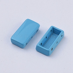 スプレー塗装合金マルチ連リンク  タイル弾性ブレスレット作り用  長方形  空色  16x8x4mm  穴：0.8mm&nbsp;PALLOY-G268-D-049