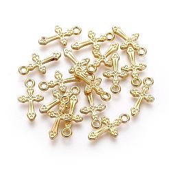 合金ペンダント  鉛フリー及びカドミウムフリー  クロス  ゴールドカラー  約19mm長  10.5 mm幅  厚さ2mm  穴：2mm&nbsp;X-EA9080Y-G