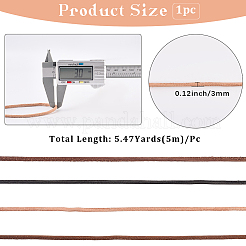 DIYクラフト用牛革コード5m  ラウンド  桃パフ  3mm  約5.47ヤード（5m）/セット&nbsp;WL-GF0001-25B-03