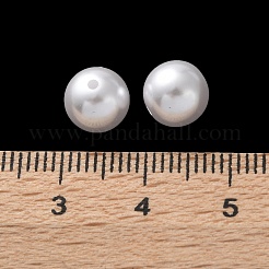プラスチックパール調ビーズ  ラウンド  ホワイト  8x7.5mm  穴：1.2mm&nbsp;FIND-M059-01C-09