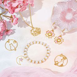 32Pcs 8 Styles Zinc Alloy Kitten Open Back Bezel Pendants&nbsp;PALLOY-SC0003-53G