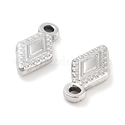 変色しない304ステンレススチールチャーム  ひし形チャーム  ステンレス鋼色  12.5x6.5x2.5mm  穴：1.4mm&nbsp;STAS-P364-19P