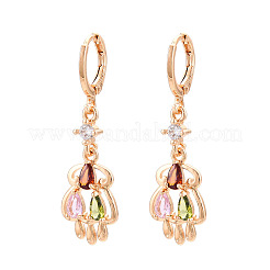 Teardrop Brass Micro Pave Cubic Zirconia Dangle Leverback Earrings&nbsp;EJEW-N058-15G