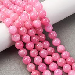 天然石馬山ジェイドラウンドビーズ連売り  染め  マゼンタ  8mm  穴：1mm  約48個/連  15インチ&nbsp;G-D263-8mm-XS30