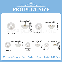 100Pcs 10 Style Resin Imitation Pearl Shank Buttons&nbsp;BUTT-WR0001-13