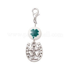 3Pcs Clover Synthetic White Jade Pendant Decorations&nbsp;HJEW-JM02913