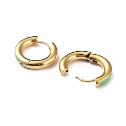 本物の18Kゴールドメッキ304ステンレススチールフープピアス  エナメル  アクアマリン  20x4mm&nbsp;UA1409-3
