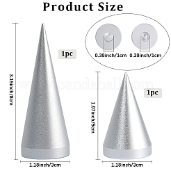 2個 2スタイル 合金リングディスプレイスタンド  円錐形の指輪ホルダー  プラチナ  2.95~3x5~8.5cm  1個/スタイル&nbsp;RDIS-BBC0001-01P