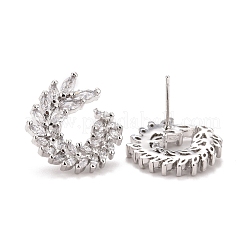 Brass Micro Pave Clear Cubic Zirconia Stud Earrings&nbsp;EJEW-L224-46P