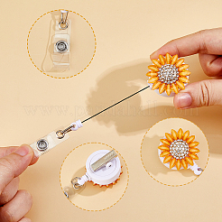 4Pcs 2 Colors Sunflower Resin & Rhinestone Badge Reel&nbsp;DIY-FH0009-73
