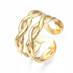 304 Stainless Steel Twist Wrap Open Cuff Ring&nbsp;RJEW-T023-06G