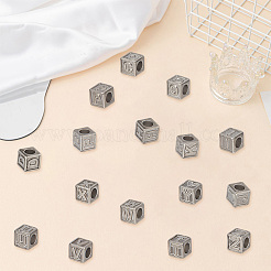 26個 26スタイル 304ステンレススチールキューブビーズ  a～zの文字  変色防止  ステンレス鋼色  8x8x8mm  穴：5mm  1個/スタイル&nbsp;STAS-PA0001-03