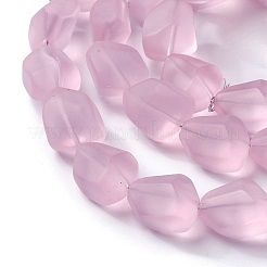 Transparent Frosted Glass Beads Strands&nbsp;FGLA-S001-02G