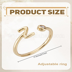 1Pc Brass Micro Pave Clear Cubic Zirconia Open Cuff Rings for Women&nbsp;RJEW-LP0002-37Z