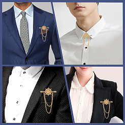 2Pcs Helm Zinc Alloy Hanging Chain Brooches with Crystal Rhinestone&nbsp;FIND-GF0006-83G