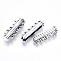 1連売り真鍮磁気スライドロックの留め金  ニッケルフリー  5穴  チューブ  プラチナ  10mm  穴：28.5x10.5x6.5mm&nbsp;KK-Q740-18P