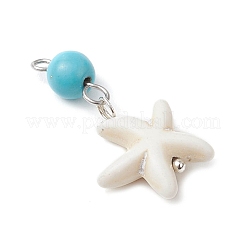 4Pcs 4 Styles Round Dyed Synthetic Turquoise & Natural Mixed Shell Pendants&nbsp;PALLOY-JF03813