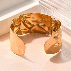 Textured 304 Stainless Steel Cuff Bangles for Women&nbsp;STAS-Z108-09G-01