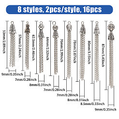 16Pcs 8 Styles Tibetan Style Zinc Alloy Tassels Big Pendants&nbsp;TIBEP-PH0001-91