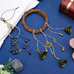 2Pcs 2 Style Rattan & Alloy Witch Bells for Door Knob&nbsp;AJEW-GF0008-21