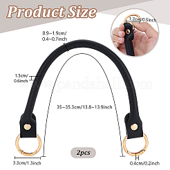 Puレザーバッグハンドル  合金リング付き  バッグハンドル交換用  ブラック  350~353x9~19x15mm&nbsp;FIND-WH0139-922C