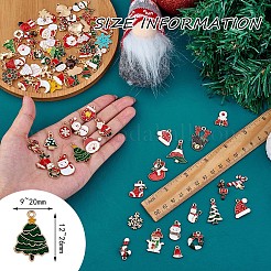 クリスマス合金エナメルペンダント96個。  ラインストーン付き  サンタクロース＆スノーフレーク＆クリスマスツリー＆トナカイ/クワガタ  ジュエリー イヤリング ギフト ホリデー デコレーション用  ミックスカラー  12x9mm〜26x20mm  穴：2mm&nbsp;JX267A