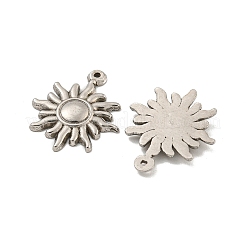 変色しない304ステンレススチールペンダント  太陽のチャーム  ステンレス鋼色  19.5x16.5x2mm  穴：0.8mm&nbsp;STAS-O004-04P