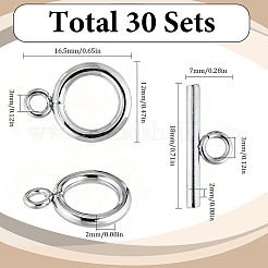 304ステンレススチールマンテル30セット  銀  リング：16.5x12x2mm  穴：3mm  バー：18x7x2mm  穴：3mm&nbsp;STAS-SC0021-29S