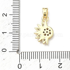 真鍮マイクロパヴェクリアキュービックジルコニアペンダント  太陽のチャーム  16KGP本金メッキ  16x10x2.5mm  穴：4.5x3.5mm&nbsp;KK-P350-15G