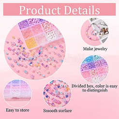 DIY ラウンド アクリル ビーズ ジュエリー作り ファインディング キット  ミックスカラー  6~7.5mm  穴：1.4~2mm  1025pc&nbsp;DIY-YW0011-64