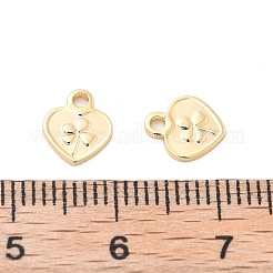 真鍮製チャーム  クローバー模様のハート  18KGP本金メッキ  8x7x1mm  穴：1.2mm&nbsp;KK-G516-21G