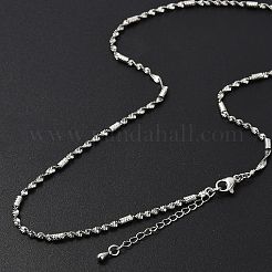 女性用真鍮シンガポールチェーンネックレス  304ステンレススチール製カニカン付き  ラックめっき  鉛フリー＆カドミウムフリー  長持ちメッキ  プラチナ  長さ18.19インチ(46.2cm) + 50~60mmエクステンダー&nbsp;NJEW-D302-38P