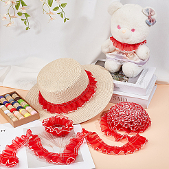 8 Yards Polyester Pleated Lace Ribbon&nbsp;OCOR-WH0078-323