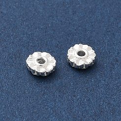 925スターリングシルバービーズ  小さなスペーサーガスケット  銀  花  4x1.5mm  穴：1mm&nbsp;LS-STER-D300-24S-04
