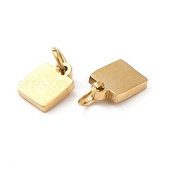 イオンプレーティング（IP）304ステンレススチールチャーム  丸カン付き  正方形  14KGP本金メッキ  5x4x0.8mm  穴：2mm&nbsp;STAS-G295-51A-G