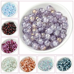 透明クラックルガラスビーズ連売り100本  ラウンド  紺碧  7~7.5x8.2mm  穴：1.4mm&nbsp;GLAA-YW0004-46A