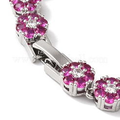 Rack Plating Brass Pave Cubic Zirconia Flower Link Necklaces for Women&nbsp;NJEW-B108-01P-01