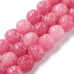 刻まれた合成サンゴのビーズ  染め  花  ミックスカラー  9.5~10x10.5~11mm  穴：1.5mm  約36~37個/連  13.94~14.09''（35.4~35.8センチメートル）&nbsp;CORA-R021-07