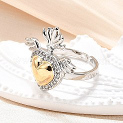 Gothic Style Brass Micro Pave Clear Cubic Zirconia Cuff Rings for Women&nbsp;RJEW-U051-02A-GP