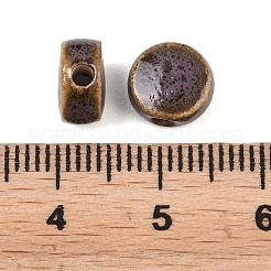 手作りの陶器ビーズ  ファンシーアンティーク施釉磁器  フラットラウンド  紫色のメディア  8~8.5x4~4.5mm  穴：2mm&nbsp;X-PORC-S496-A07-8mm
