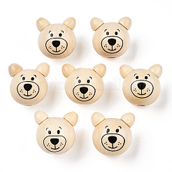 天然木製ビーズ  クマ  ナバホホワイト  27x26.5~28x23.5~25.5mm  穴：5mm&nbsp;WOOD-S040-31-07