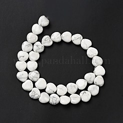 天然石ハウライトビーズ連売り  ハート  12x12~12.5x5~5.5mm  穴：1.2mm  約33~34個/連  15.35''（39センチメートル）&nbsp;G-B022-09C