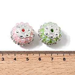 アクリルラインストーンビーズ  樹脂パール付き  ラウンド  ミックスカラー  20x17mm&nbsp;MACR-K002-03