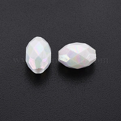 不透明なアクリルビーズ  染め  ABカラー  多面カット  オーバル  ホワイト  12x8mm  穴：2.5mm  約1120個/500g&nbsp;TACR-S153-32I-09