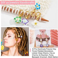 24Pcs Handmade Polymer Clay Flower Pendant Decorations&nbsp;HJEW-NB0001-58