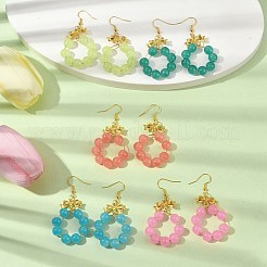 Imitation Jade Glass Beaded Ring Dangle Earrings&nbsp;EJEW-JE05567