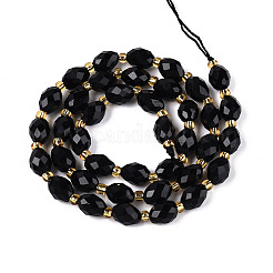Natural Black Obsidian Beads Strands&nbsp;G-N342-35-8x6-01