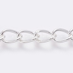 アイアン製ツイストチェーン  溶接されていない  スプールで  オーバル  銀  11x8x1.4mm  約164.04フィート（50m）/ロール&nbsp;CH-1.4DK-S